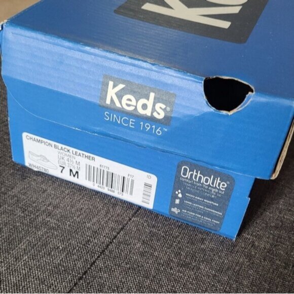 KEDS Ladies Champion Black Leather Ortholite Orthopedic Comfort Sneakers Shoes - Picture 7 of 14